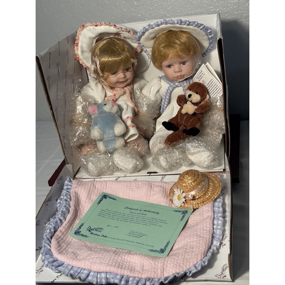 Duck House Heirloom Dolls 961/5000  Numbered  Boy & Girl Set Becca & Blake NIB
